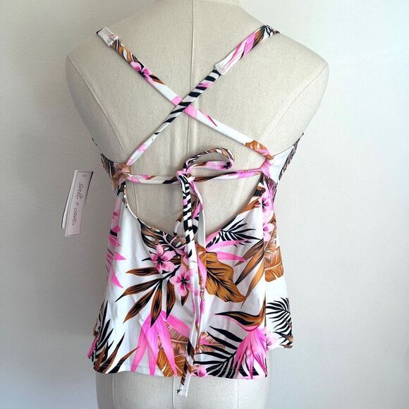 Salt + Cove Tropic Time V-Wire Tankini Top Tropical Print Size S - Picture 7 of 11